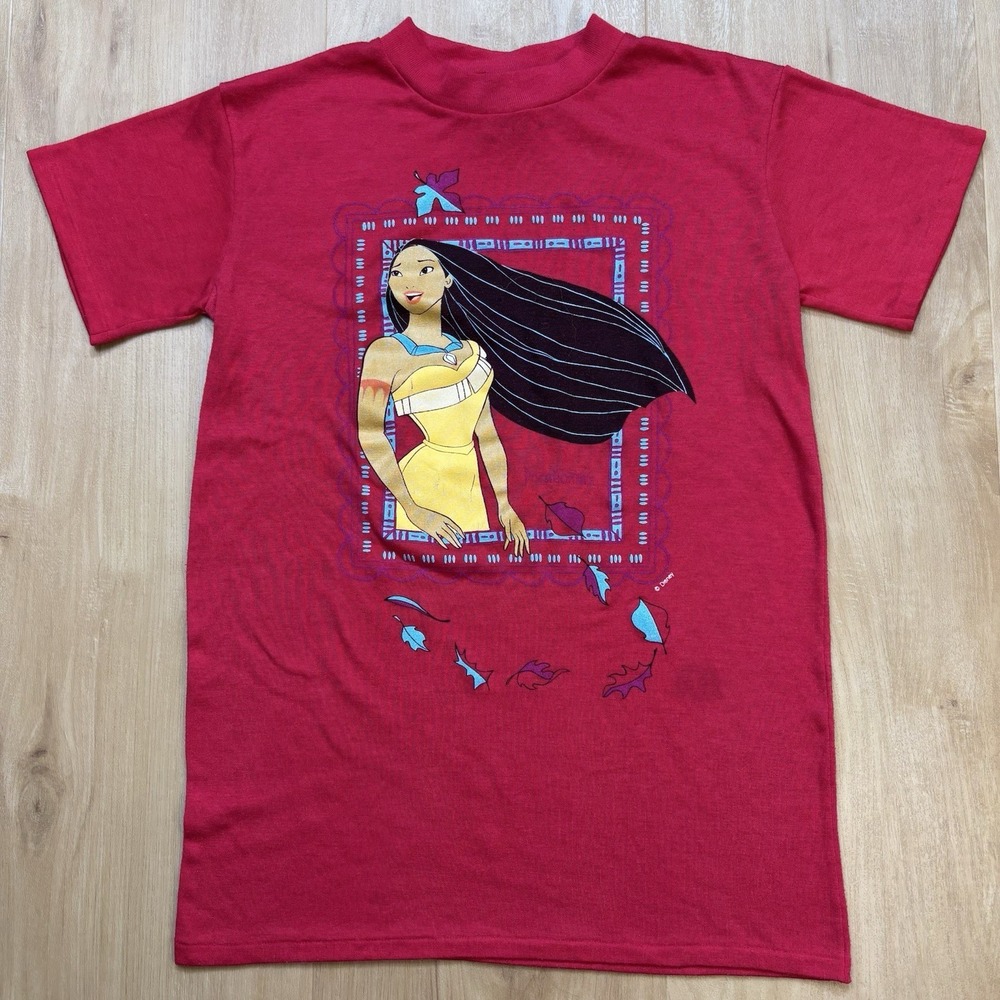 VINTAGE Disney Pocahontas Shirt Youth 6 Small Pink 90s Sleep Shirt